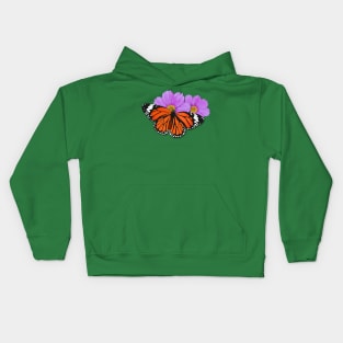 Monarch Butterfly with Purple Flowers Kids Hoodie